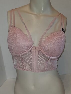 La Senza Pink Sexy Strappy Bustier Bralette NWT Size Med